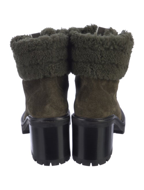 Jimmy Choo Suede Fur Trim Combat Boots