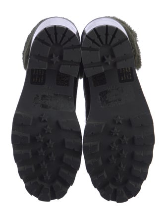 Jimmy Choo Suede Fur Trim Combat Boots