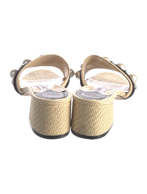 Jimmy Choo Faux Pearl Accents Straw Slides