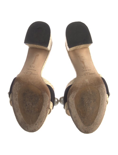 Jimmy Choo Faux Pearl Accents Straw Slides