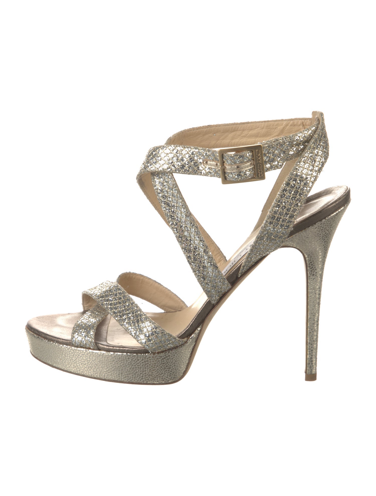 Jimmy Choo Glitter Animal Print Sandals