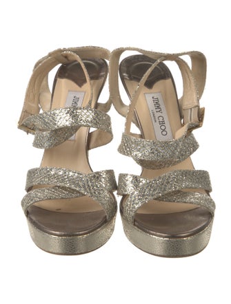 Jimmy Choo Glitter Animal Print Sandals