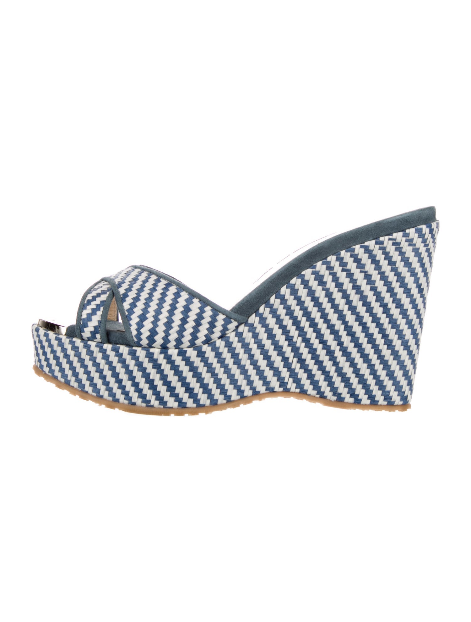 Jimmy Choo Straw Colorblock Pattern Slides