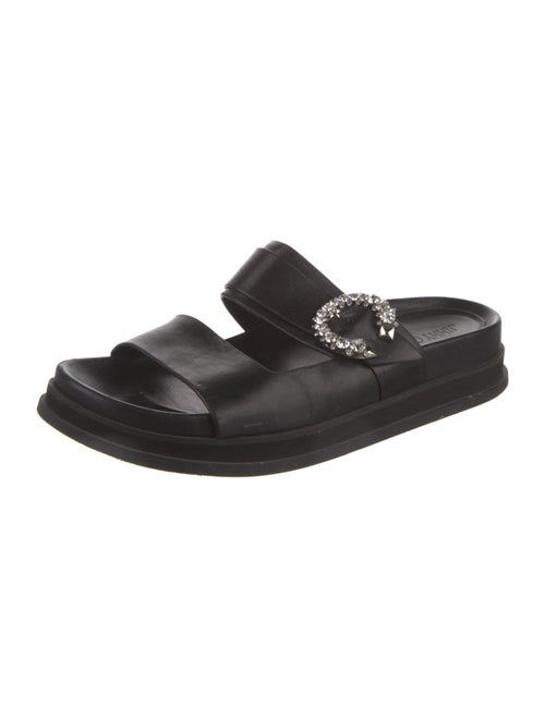 Jimmy Choo Leather Crystal Embellishments Slides