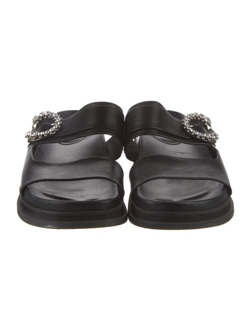 Jimmy Choo Leather Crystal Embellishments Slides