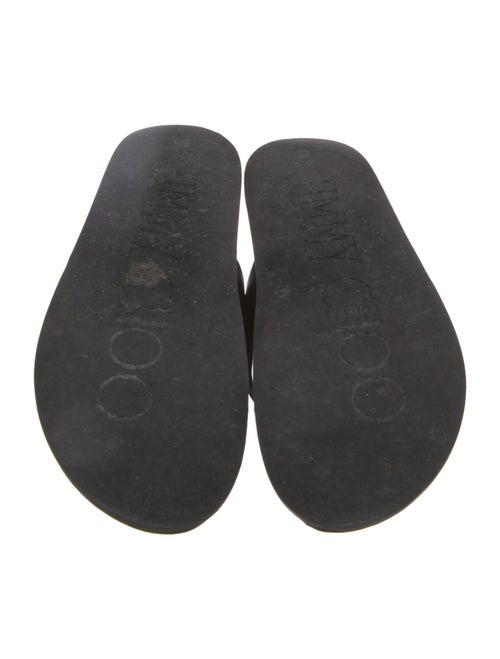 Jimmy Choo Leather Crystal Embellishments Slides