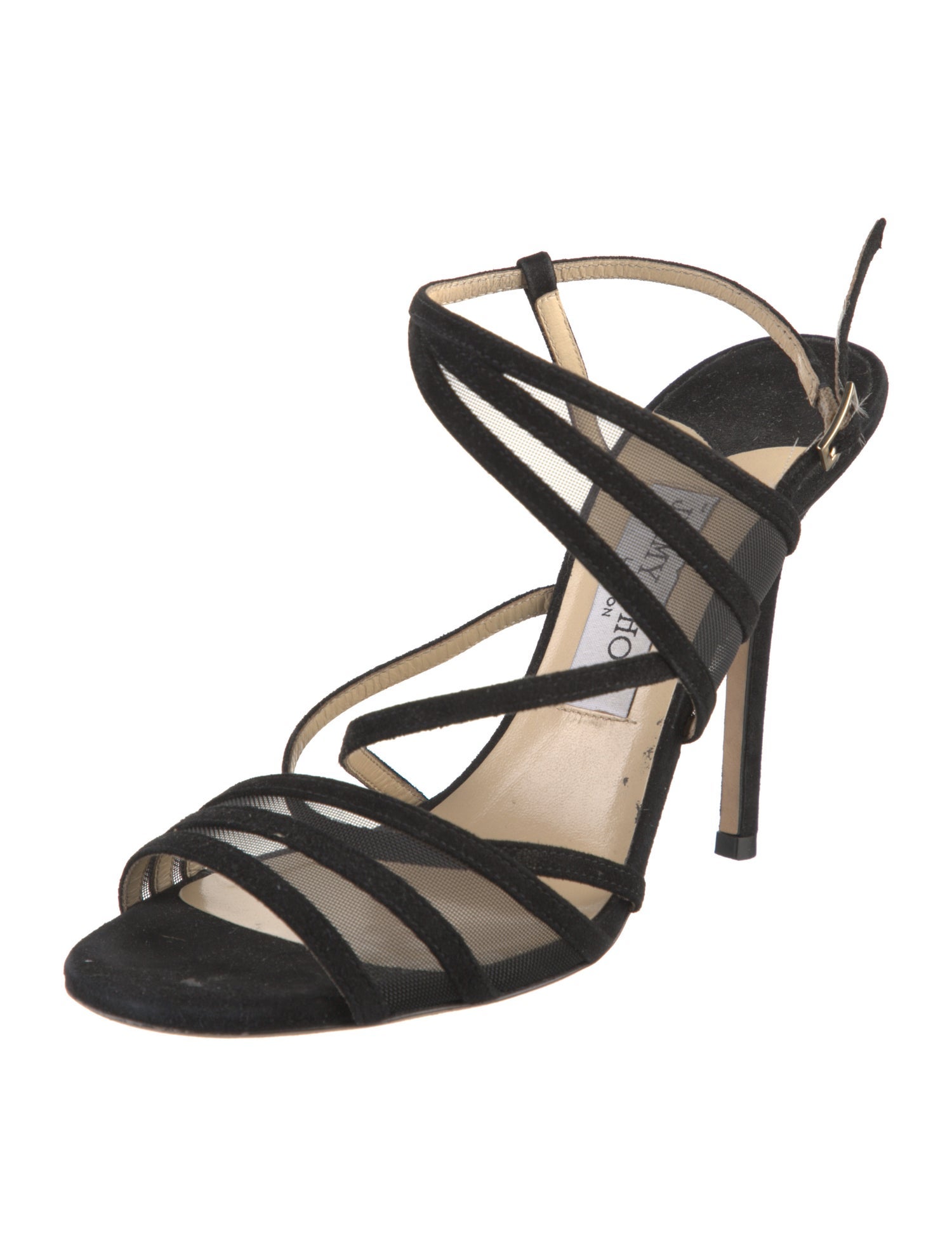 Jimmy Choo Suede Mesh Accents Slingback Sandals