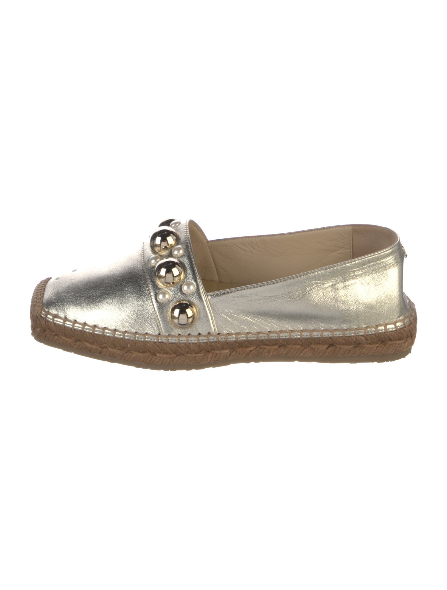 Jimmy Choo Leather Studded Accents Espadrilles