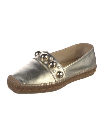 Jimmy Choo Leather Studded Accents Espadrilles