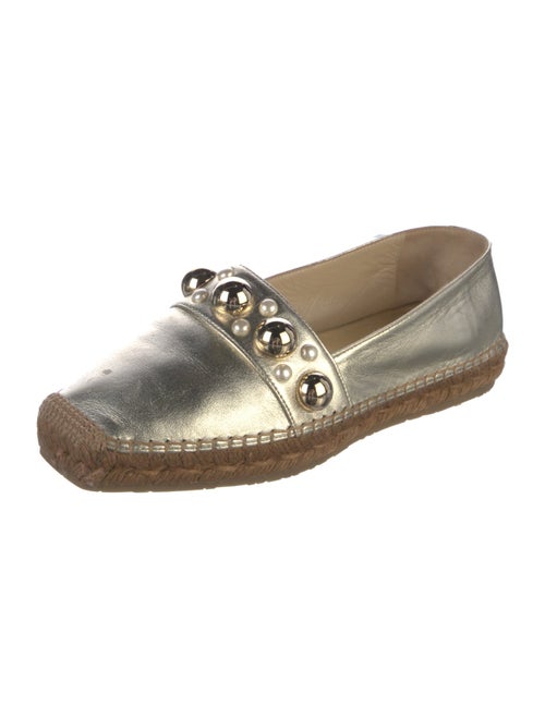 Jimmy Choo Leather Studded Accents Espadrilles