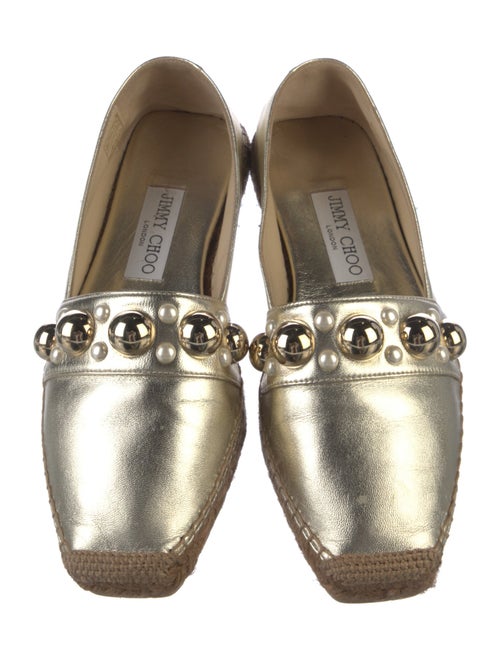 Jimmy Choo Leather Studded Accents Espadrilles