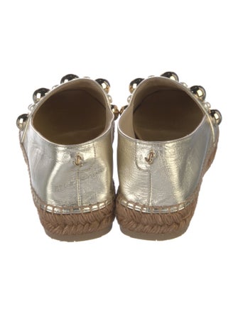 Jimmy Choo Leather Studded Accents Espadrilles