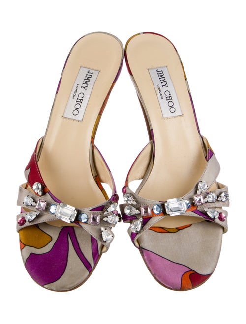 Jimmy Choo Satin Printed Slides