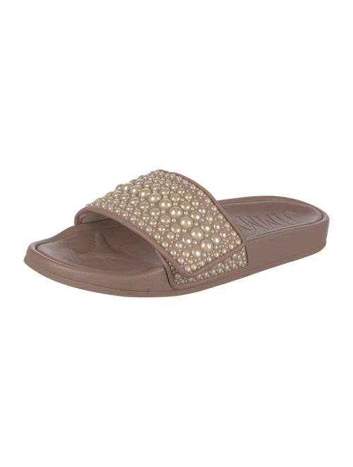 Jimmy Choo Faux Pearl Accents Leather Slides