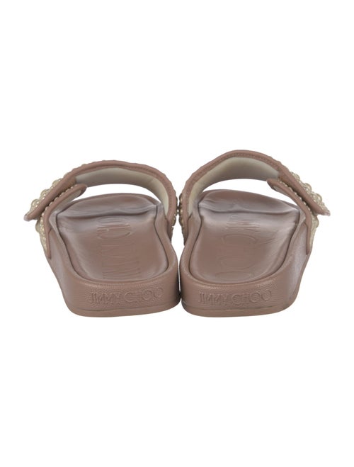 Jimmy Choo Faux Pearl Accents Leather Slides