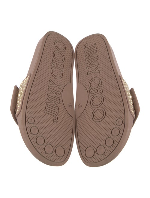 Jimmy Choo Faux Pearl Accents Leather Slides