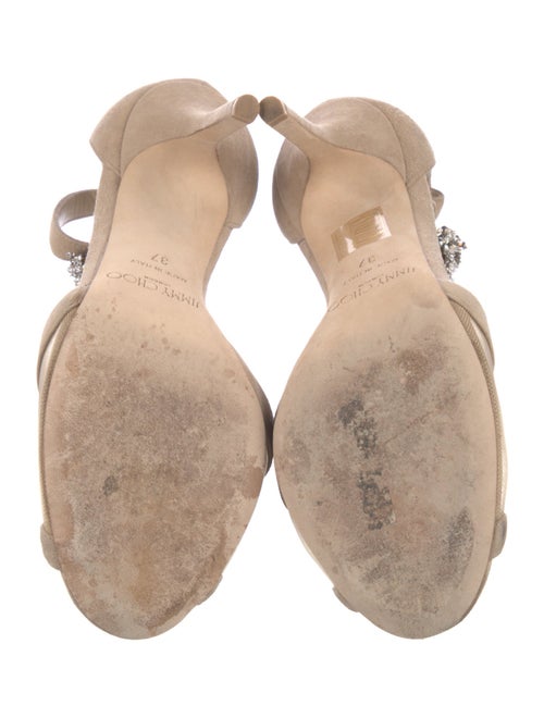 Jimmy Choo Suede Mesh Accents T-Strap Pumps