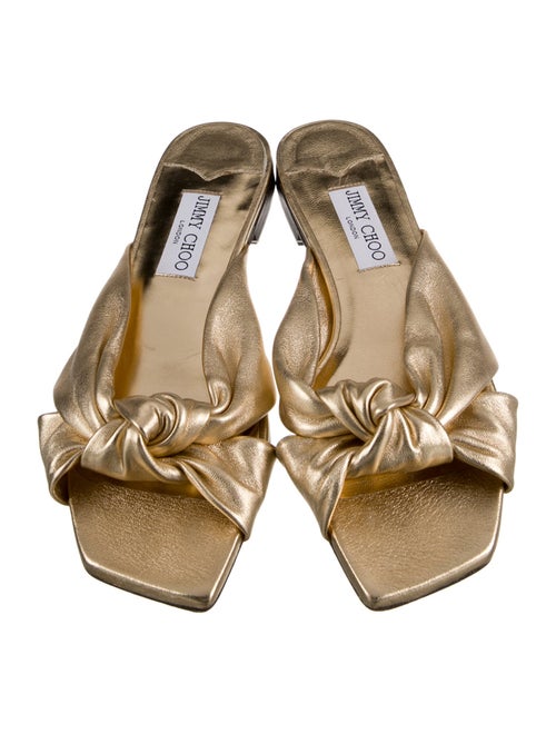 Jimmy Choo Leather Bow Accents Slides