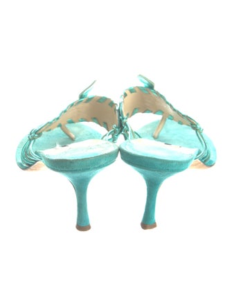 Jimmy Choo Suede Whipstitch Trim T-Strap Sandals