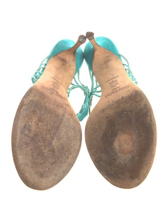 Jimmy Choo Suede Whipstitch Trim T-Strap Sandals