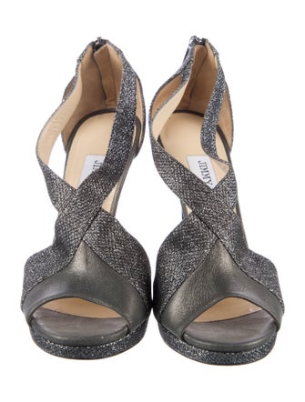 Jimmy Choo Glitter T-Strap Sandals