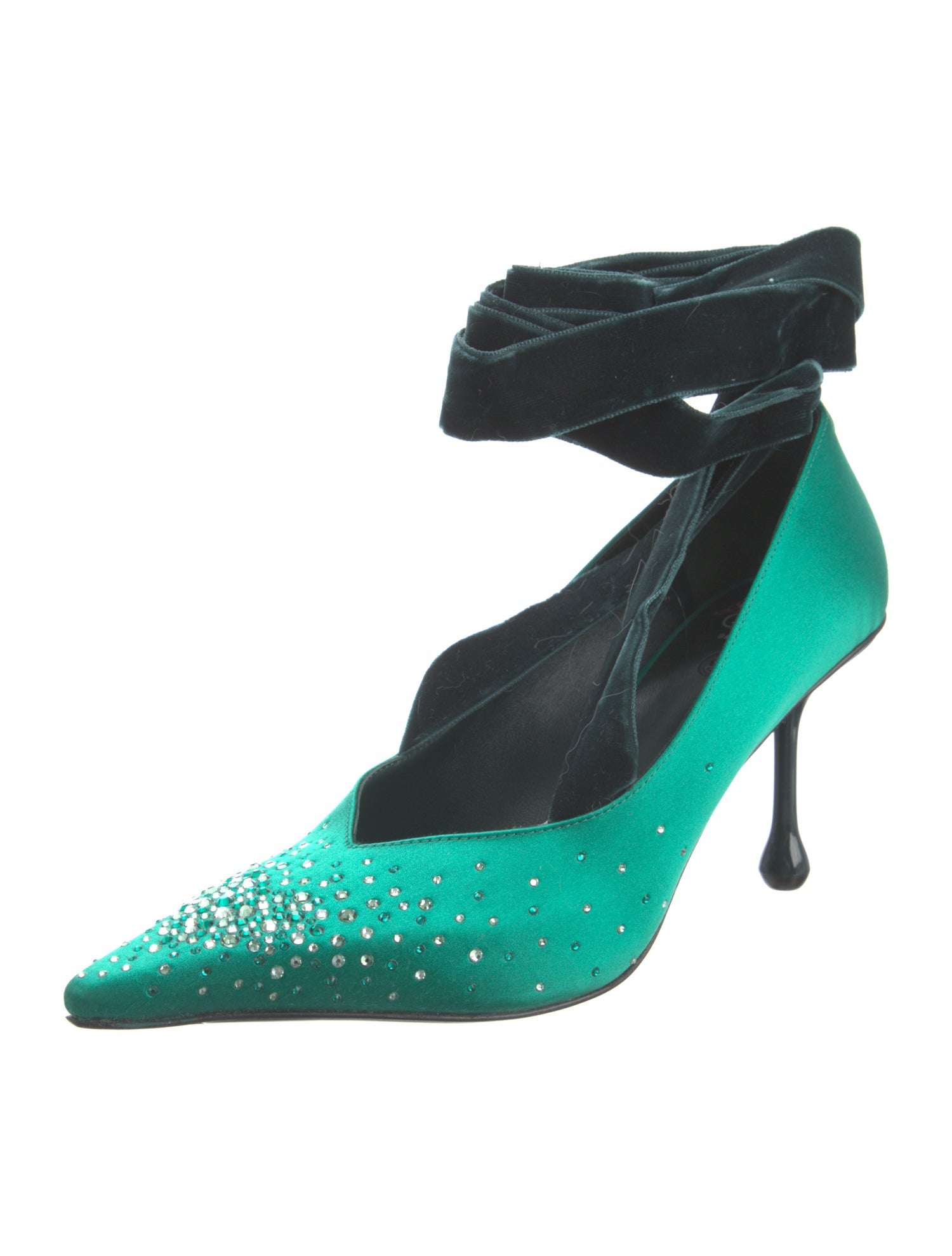 Jimmy Choo Satin Crystal Embellishments Pumps w/ Tags