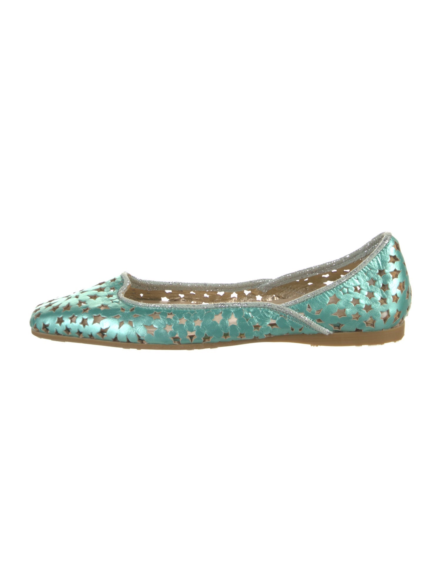 Jimmy Choo Leather Glitter Accents Flats