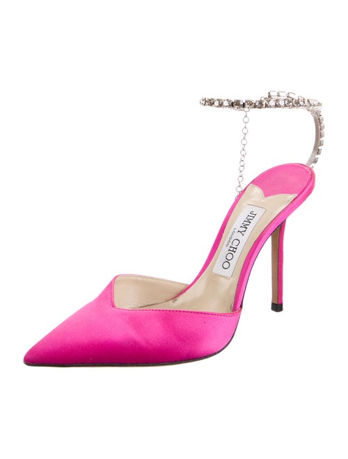 Jimmy Choo Satin Crystal Embellishments D'Orsay Pumps