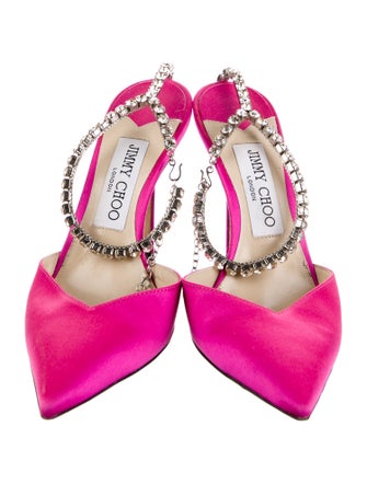 Jimmy Choo Satin Crystal Embellishments D'Orsay Pumps