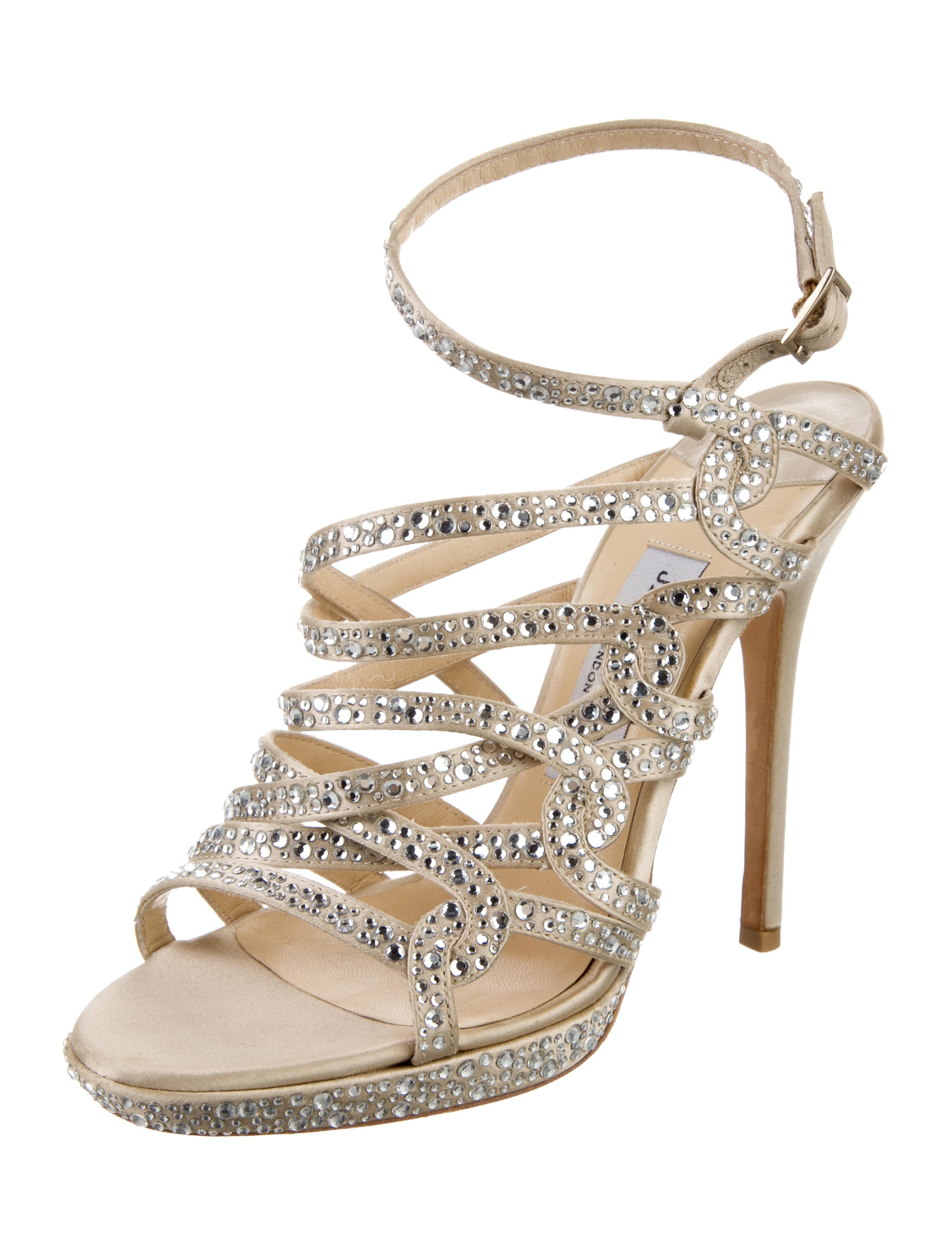 Jimmy Choo Satin Crystal Embellishments Sandals