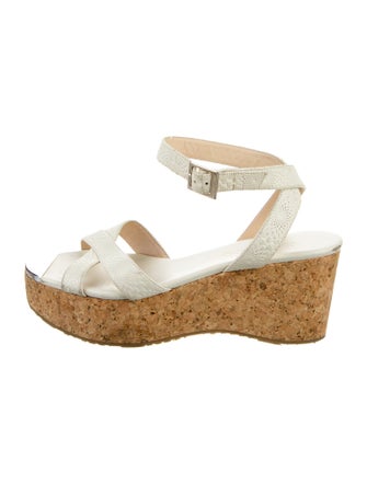 Jimmy Choo Leather Colorblock Pattern Sandals