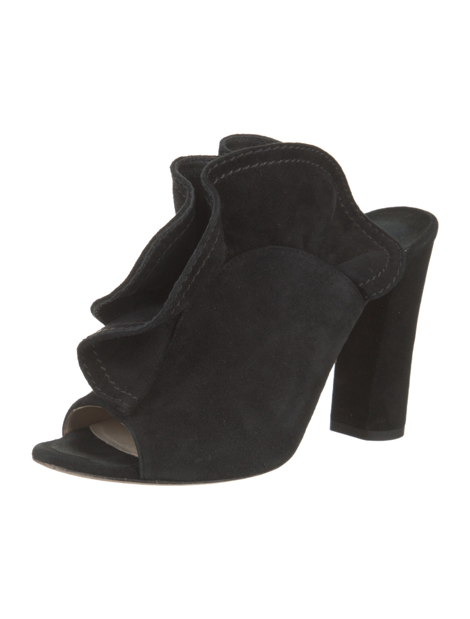 Jimmy Choo Suede Ruffle Embellishment Slingback Sandals