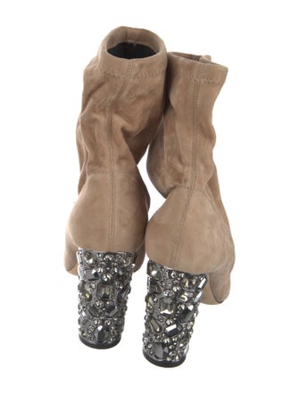 Jimmy Choo Suede Colorblock Pattern Sock Boots