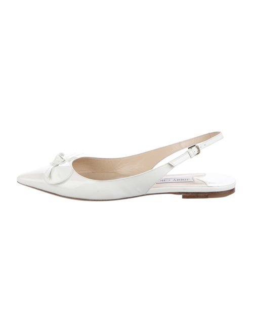 Jimmy Choo Patent Leather Bow Accents Slingback Flats