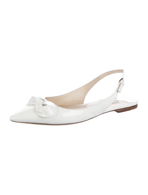 Jimmy Choo Patent Leather Bow Accents Slingback Flats