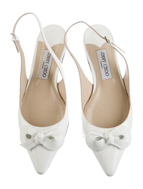 Jimmy Choo Patent Leather Bow Accents Slingback Flats