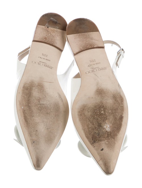 Jimmy Choo Patent Leather Bow Accents Slingback Flats