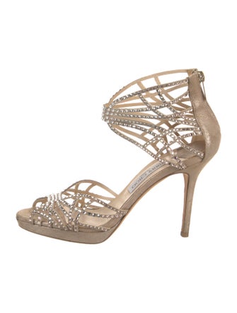 Jimmy Choo Suede Crystal Embellishments Pumps