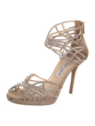 Jimmy Choo Suede Crystal Embellishments Pumps