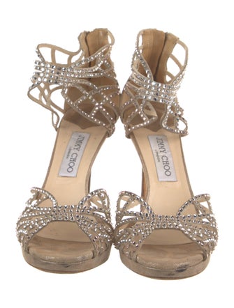 Jimmy Choo Suede Crystal Embellishments Pumps