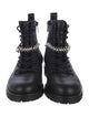 Jimmy Choo Leather Crystal Embellishments Combat Boots