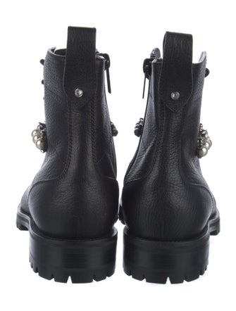 Jimmy Choo Leather Crystal Embellishments Combat Boots