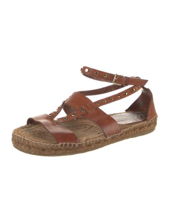 Jimmy Choo Leather Studded Accents Espadrilles