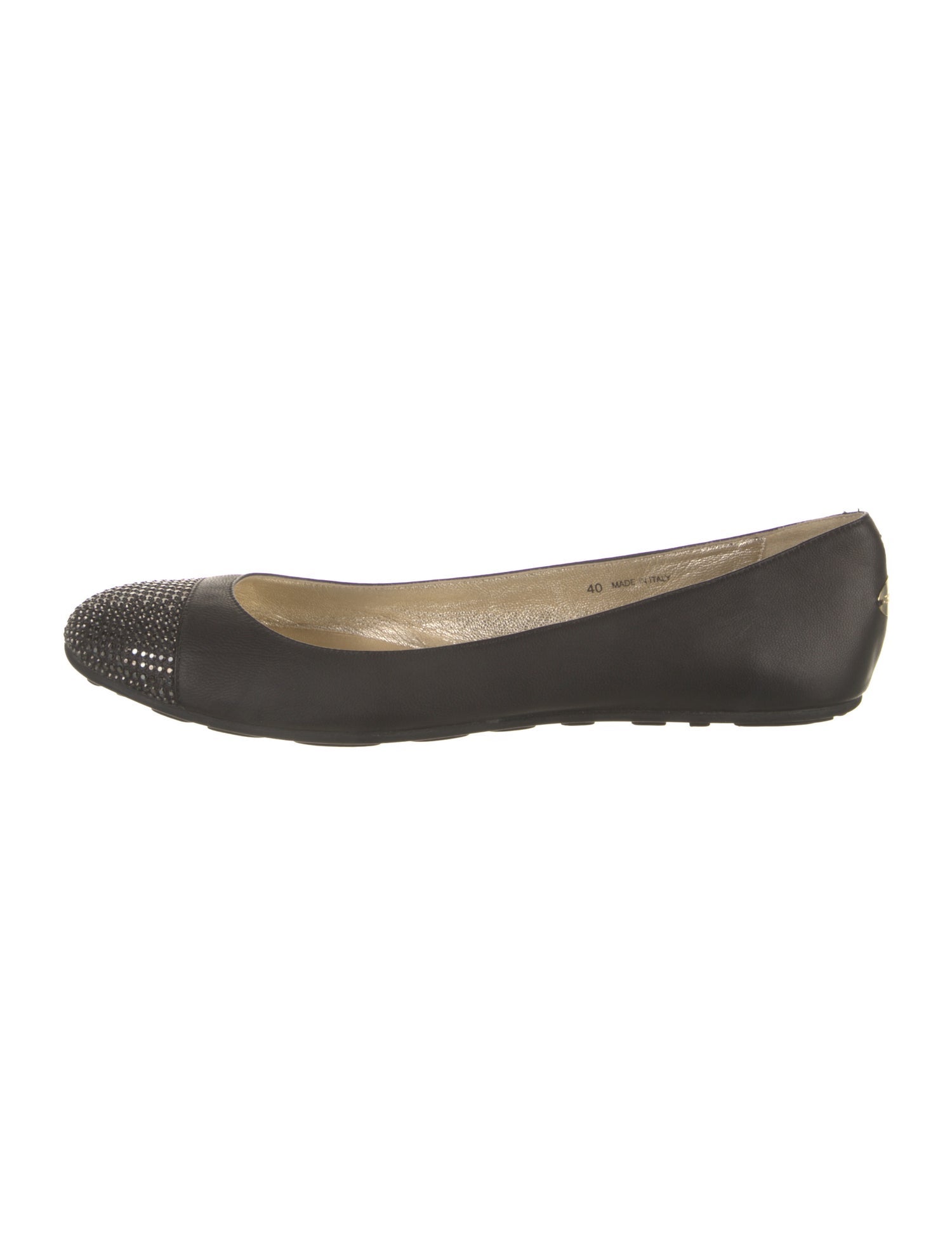 Jimmy Choo Leather Crystal Embellishments Ballet Flats