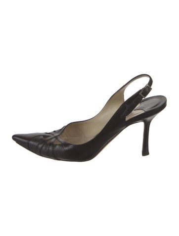Jimmy Choo Pumps Leather Cutout Accent Slingback IT 38.5 | 8.5