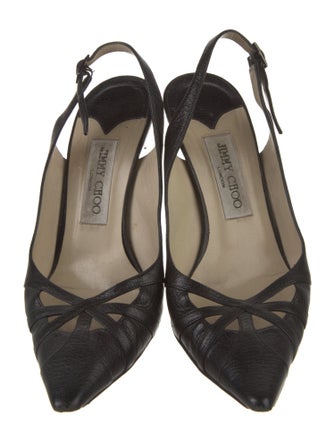Jimmy Choo Leather Cutout Accent Slingback Pumps