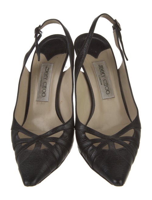 Jimmy Choo Leather Cutout Accent Slingback Pumps