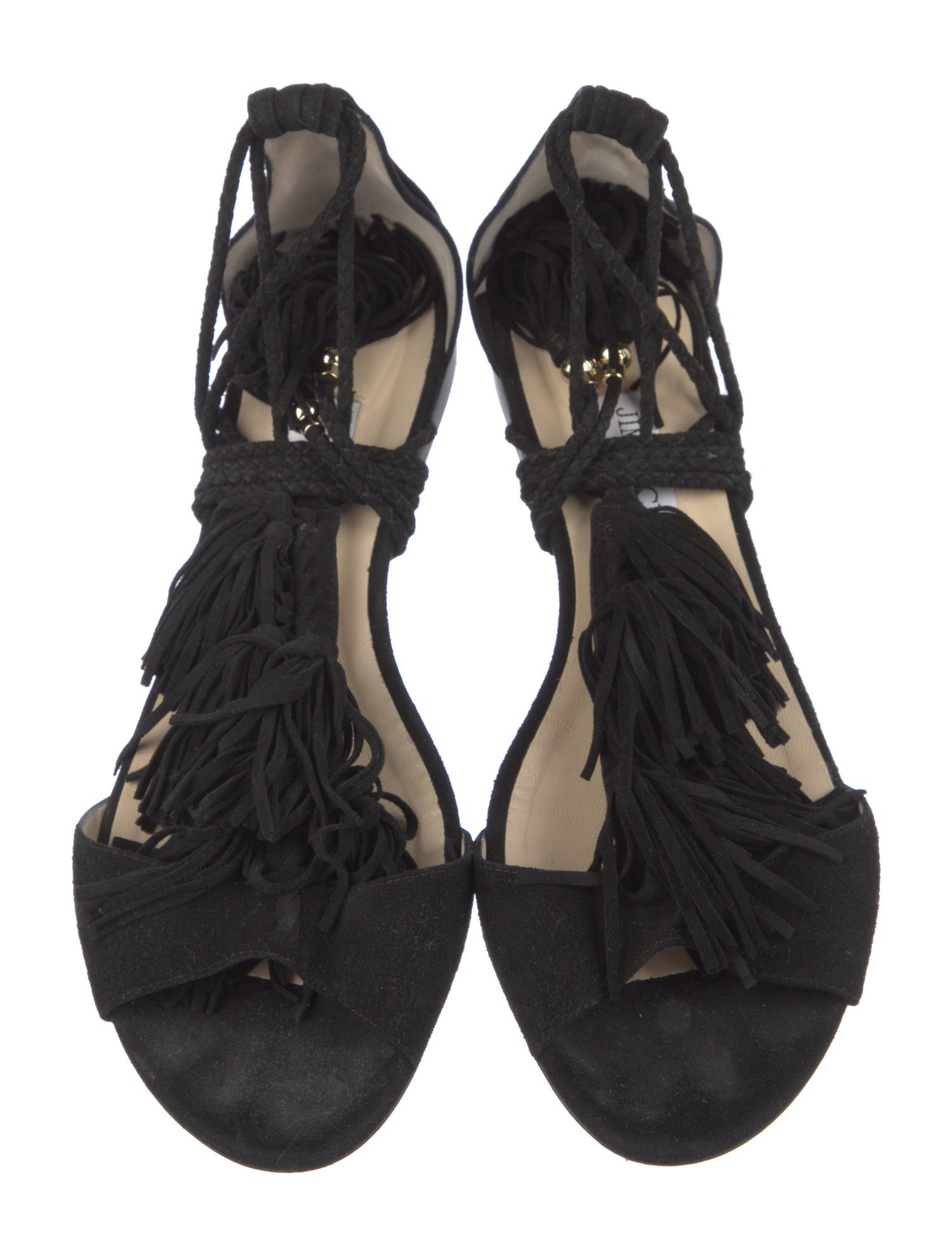 Jimmy Choo Suede Tassel Accents Gladiator Sandals