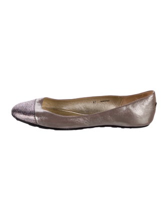 Jimmy Choo Leather Glitter Accents Ballet Flats