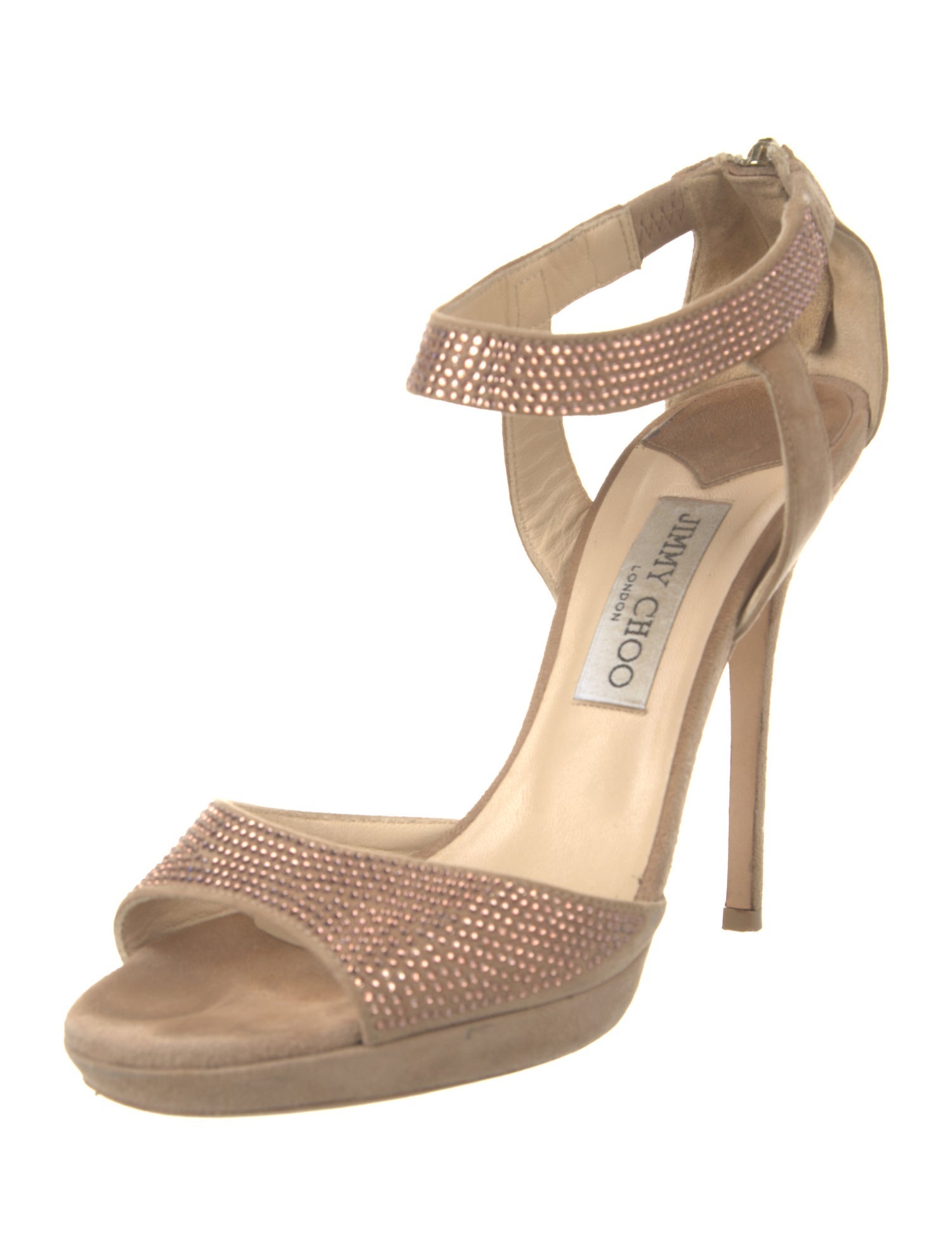 Jimmy Choo Suede Crystal Embellishments Slingback Sandals